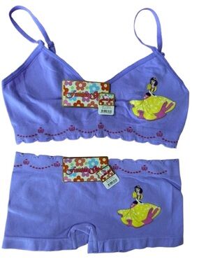 Femina Girls Purple Princess Bralette & Boyshort Set  Underwear Size L 12-14 NWT